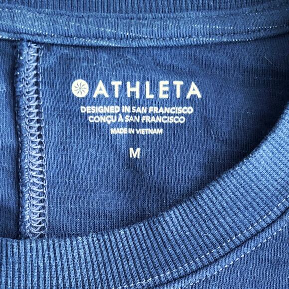 Athleta Sundown Long Sleeve Sweatshirt II Tye Die Eclipse Blue Medium Oversized - Picture 4 of 10